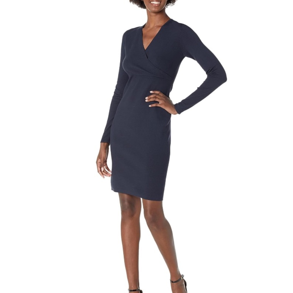 Lark & Ro Women's Long Sleeve Faux Wrap Sheath Dress Size M